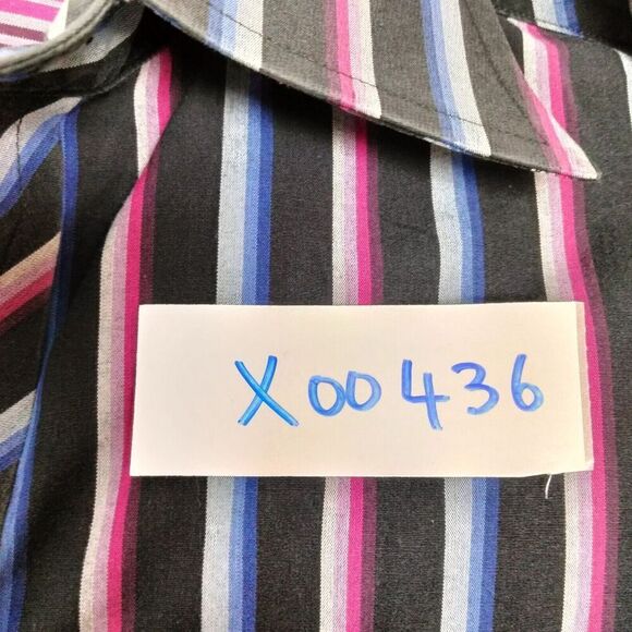 Ted Baker London Button Down Shirt Mens Sz 16.5-34/35 Black Multi Striped - Picture 11 of 11